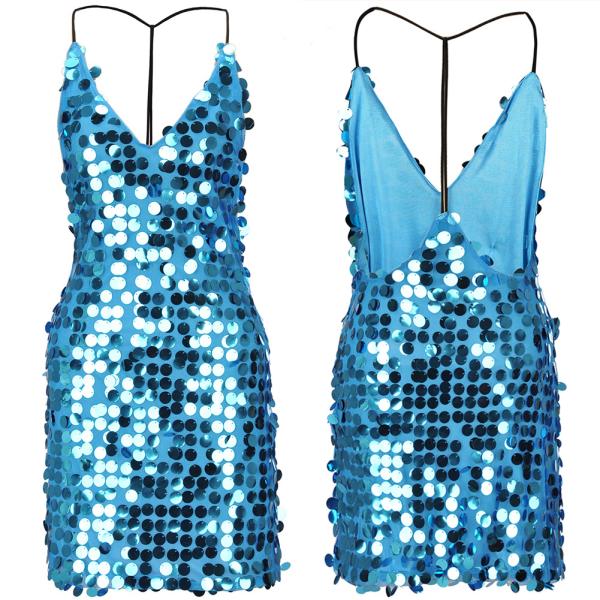 wholesale embroidered  golden sequin sexy slip dress polyester beaded dress without back