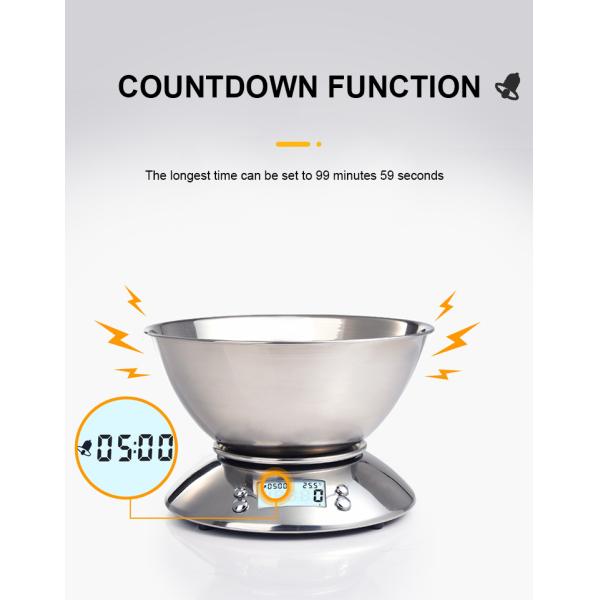 All-Season Digital Food Scale Stainless Steel Kitchen Scale with Bowl and Accurate Weight Measuring Capability