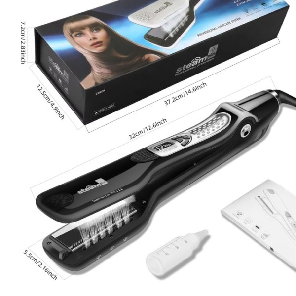 Professional Electric Ceramic Hair Straightener with LCD Display Steam 5-Level Adjustable for Salon Hotel Outdoor & Home Use