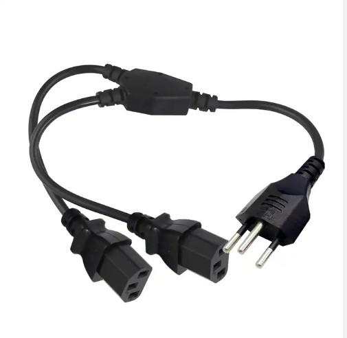 Cable d'alimentation C13 à trois branches, à haute résistance à l'eau, de qualité industrielle, noir, avec volet de sécurité pour ordinateur/serveur