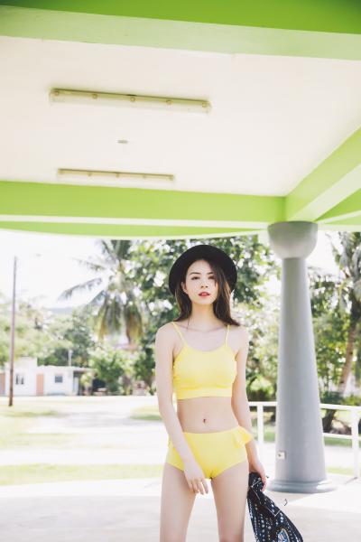 Scoop Neck Top With High Waist Women Swimwear 3 Pieces Beach Wear Bathing Suit Women