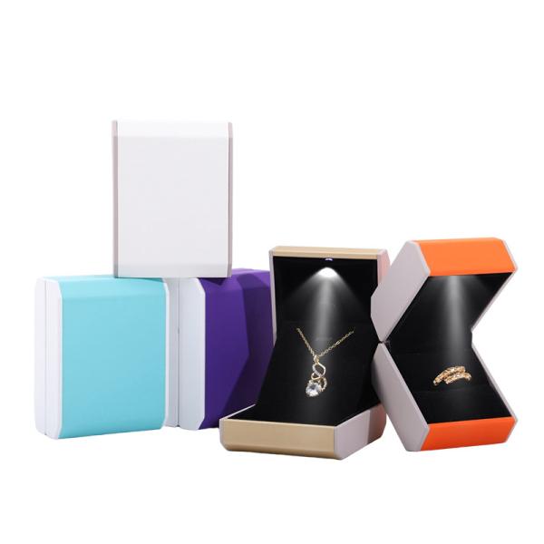 Customized Size LED Plastic Jewelry Box with Velvet Lining and LED Lighting