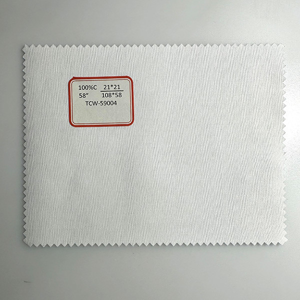 108*58 Density White Cotton Fabric 21*21 Yarn Count Customized