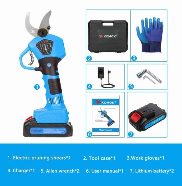 30mm Garden Electric Pruning Shears With 800W Motor 2pcs Batteries
