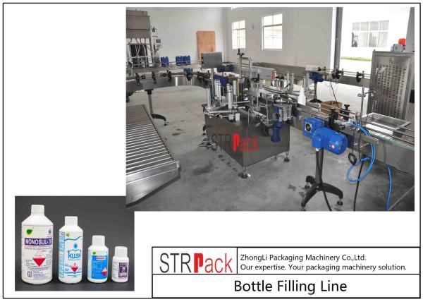 Agrochemica Bottle Filling Line / High Speed Liquid Pesticide Filling Machine Line