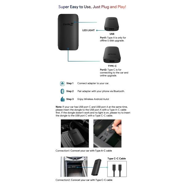 CPC200-A2A Wired To Wireless Android Auto Adapter Compatible 98% Car Models Carplay