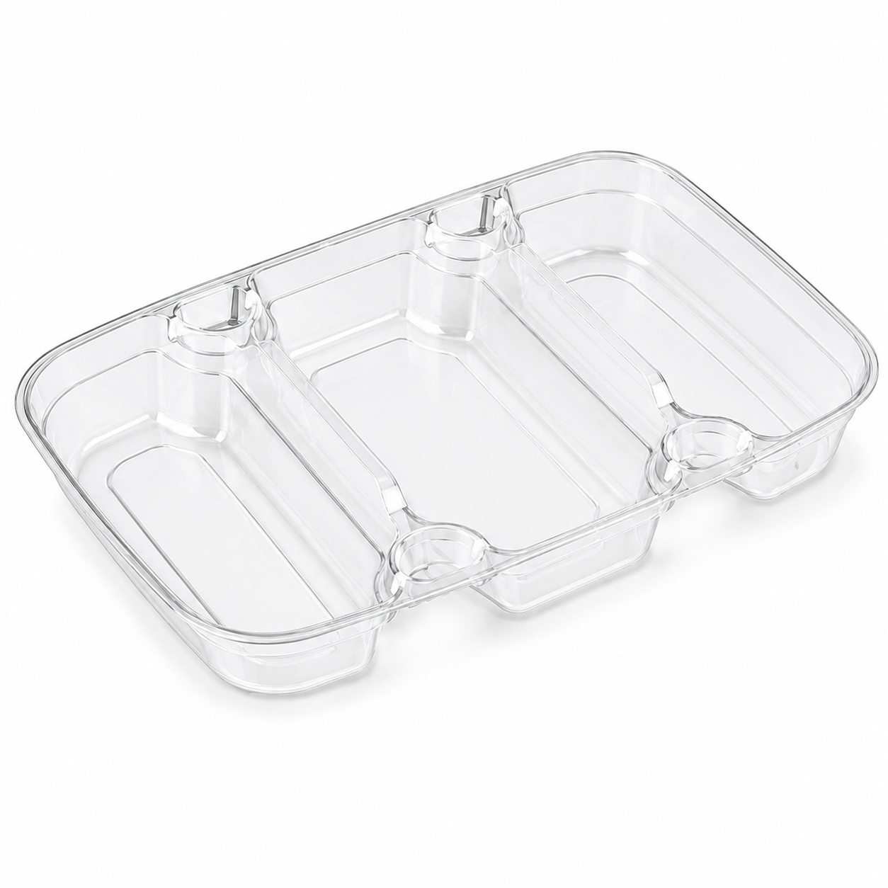 Prepared Meal Portions Clear Three Compartment Insert Tray 211mm