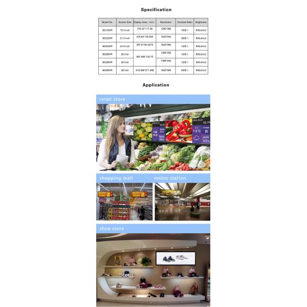 Exposição do Lcd do brilho alto de 38 salões de exposição da polegada, exposições ultra largamente esticadas de Android de 38 polegadas