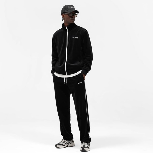 Custom 100%cotton Oversized Velour Tracksuit Set Streetwear