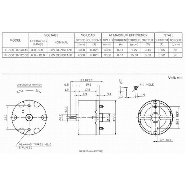 Электрический двигатель DC 3700RPM RF-500TB 32mm для пылесоса