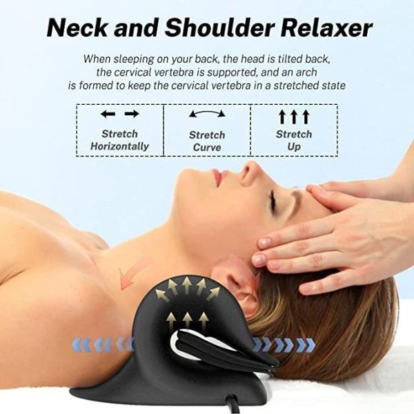 C-Shape Neck Massage Pillow with Heat and Vibration C-shaped design conforms to the curve of the neck Deeply massages the cervical spine to relieve stiffness in the shoulders and neck