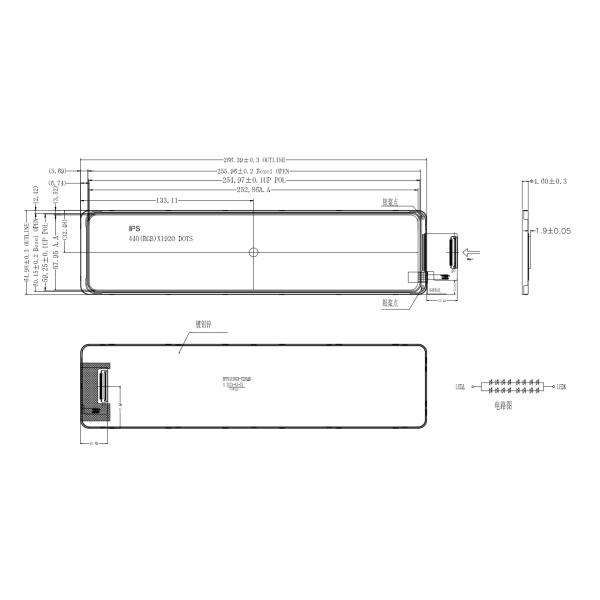11.3-дюймовый IPS Bar Type TFT LCD дисплей с интерфейсом MIPI 4-линейного типа 440x1920 пикселей