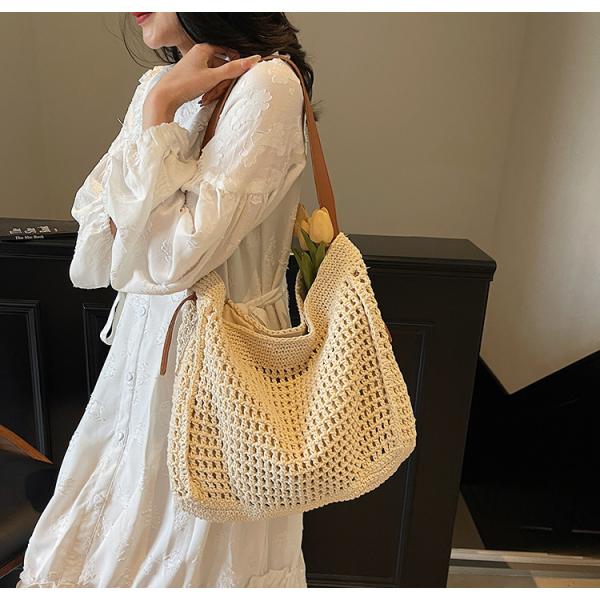 Straw Beach Tote Bag Large Summer Handmade Woven Tote Bag For Women Boho Woven Bags For Summer Vacations Pool Holiday Travel Women Small Straw Bags Summer Beach Tote Bag Handmade Woven Hobo Purse