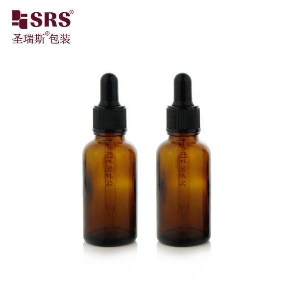 D002 Bouteille de gouttelette en verre bleu vert-ambre clair pour le sérum cosmétique essentiel Oir
