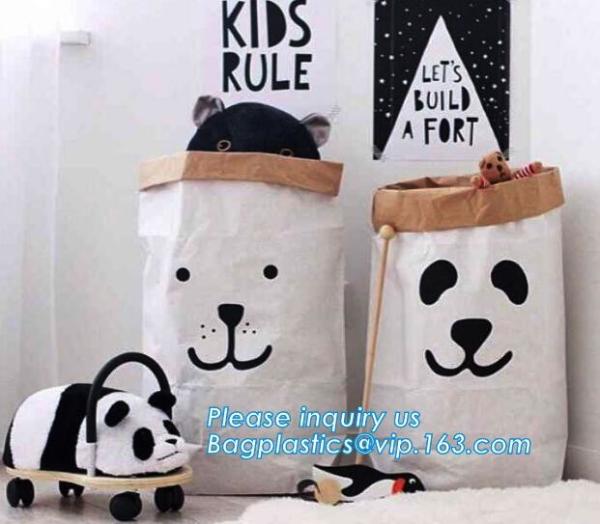 le sac en papier bag, Kraft Paper Storage Linen Bag Kids Toys Clothing Organizer Basket Nursery Home Decor