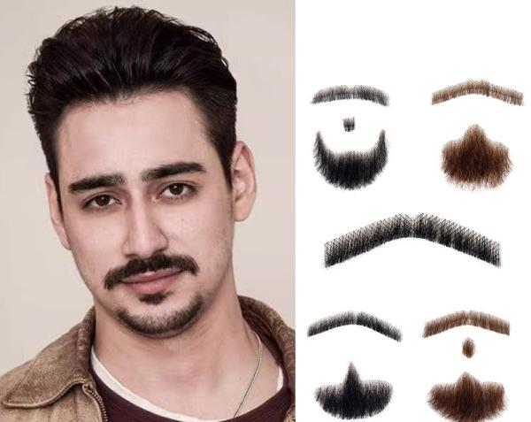 Real Hair Realistic Fake Beard and Moustache for Men Cosplay Invisible Mustache