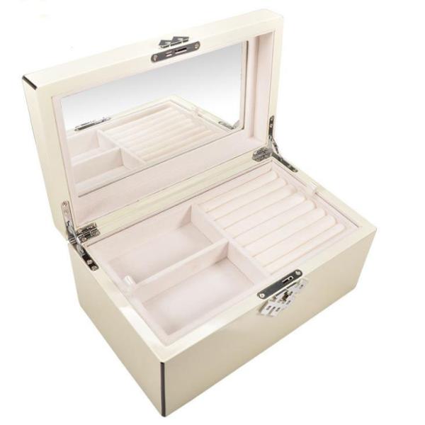 Environmental Wood Jewelry Box Luxury Velvet Inner Necklace Bracelet Ring Box With LED Light