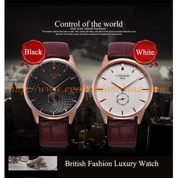 062A Rose Gold Watch Working Subdial Leather Watch Quartz Analog Watches Unisex Men Watch