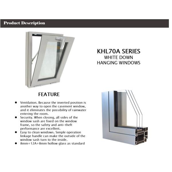 Tempered Safety Glass Aluminium Swing Window White Powder Coated Color