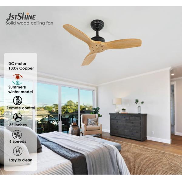 1stshine Natural Wood Blades Ceiling Fan Remote Control e Grande Vento para Grandes Espaços