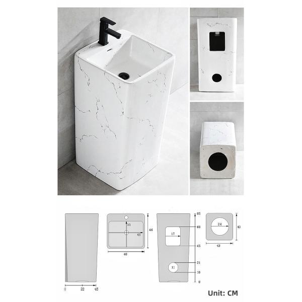 Natural Marble Pedestal Sink Modern Freestanding Pedestal Basin No Stain