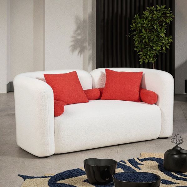 Simple Fabric Frame Extendable 2-Seater Curved Modular Sofa Comfortable Living Room Reclining Corner Sofa Modern Sponge