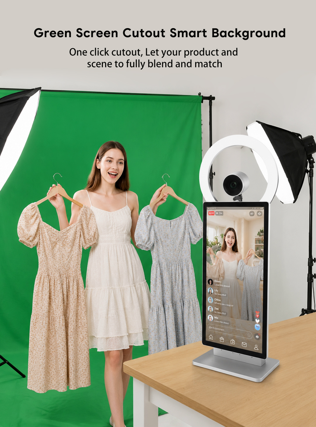 Professional 15.6 Inch 2K Touch Screen Desktop for Tiktok & Facebook Live Streaming All-in-One Live Broadcast Service Equipment