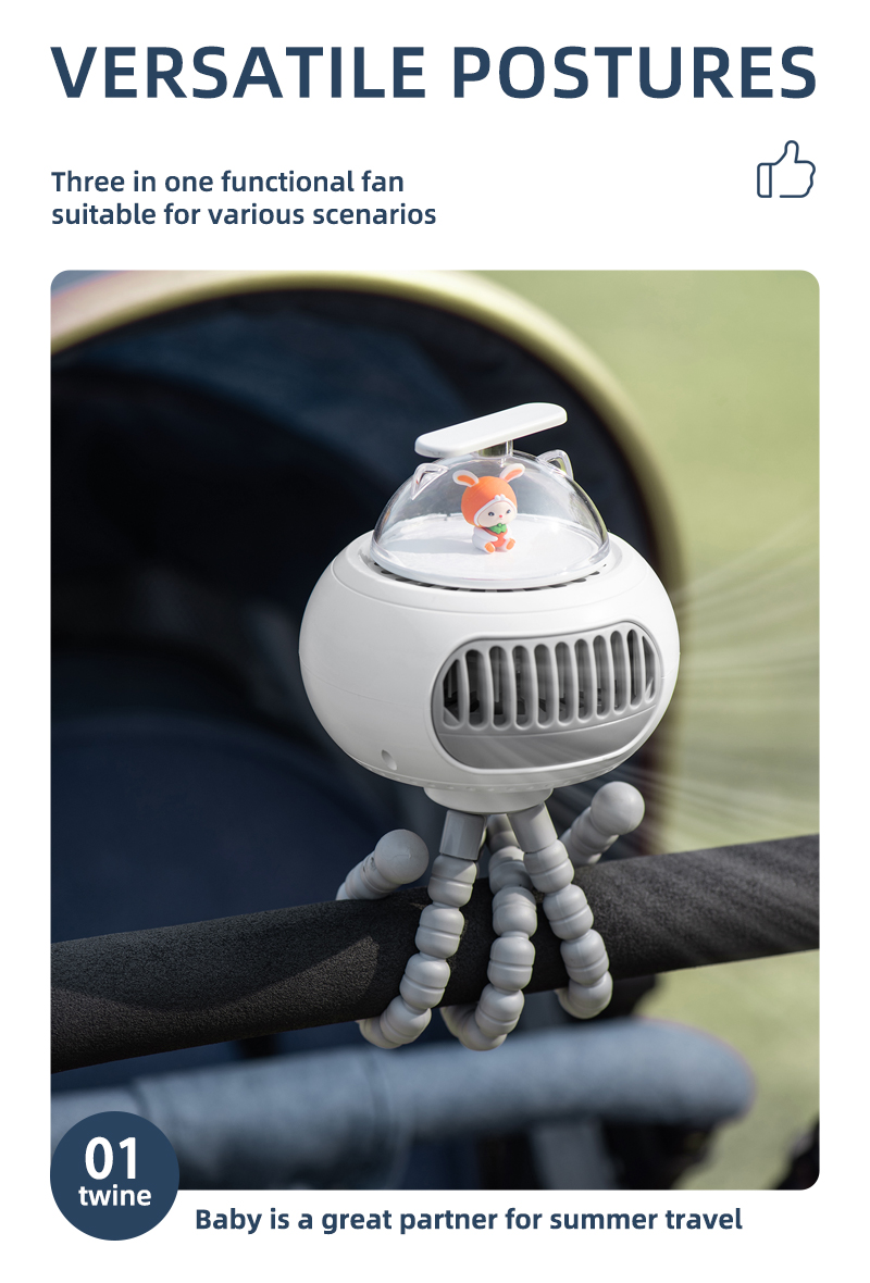 Custom Clip Octopus Fan Electric USB Mini Rechargeable Lithium Battery Safety Leaf Portable Stroller Fan for Baby