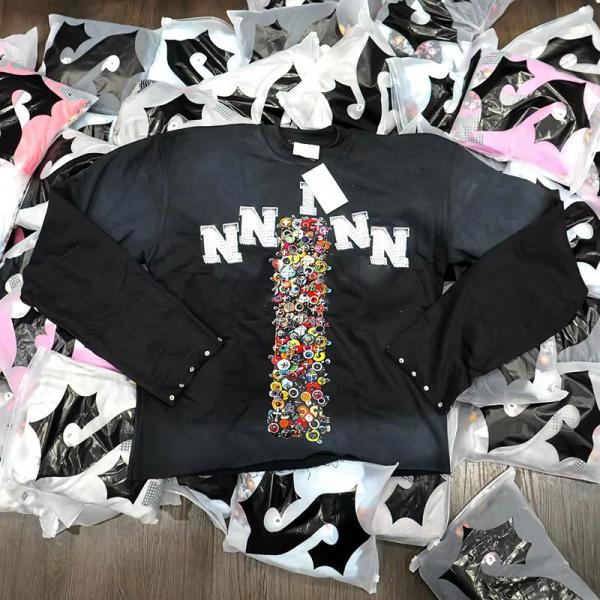 Custom Embroidered Patch Mens Long Sleeve Summer Shirts Cropped Long Sleeve Tee