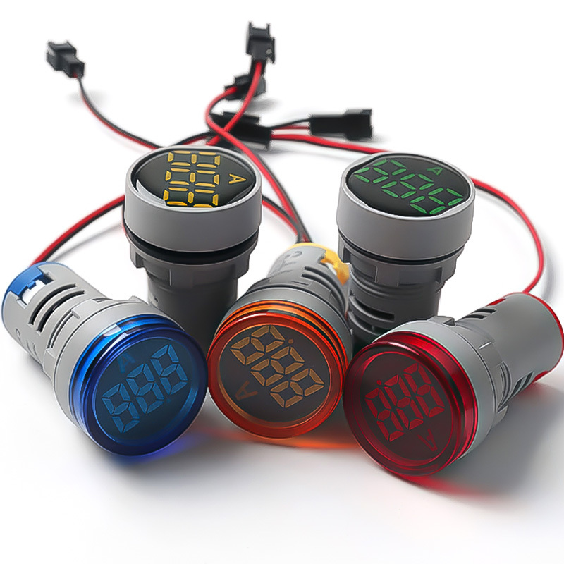 Digital LED Ammeter AD16-22AM Mini Open Hole Current Meter with Indicator Light Small AC Panel Meter