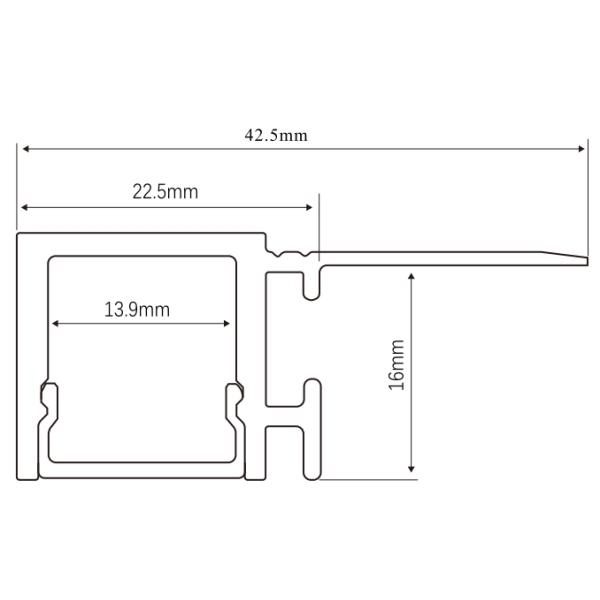 Profile lineal de LED con recubrimiento sin recubrimiento de aluminio y yeso de 23*16 mm