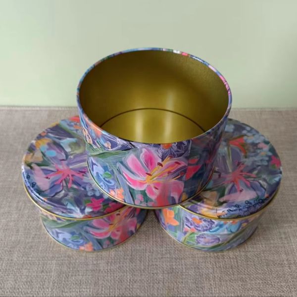 Luxury Tinplate Candy Tin Cans Square Rectangle Matt Black Tea Container for Cookie Golden Tea