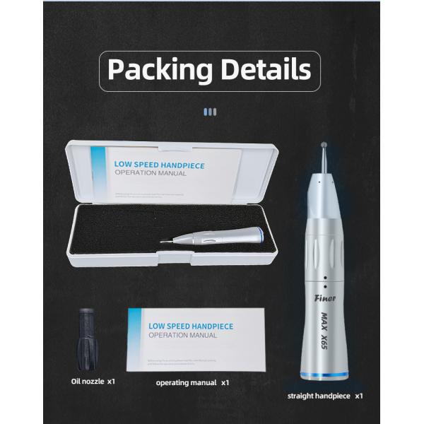 Stainless Steel Dental Straight Nose Cone Handpiece Unit 25000RPM With Inner Water Spray