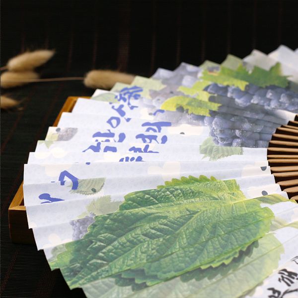 Customized Korea Hand Fan 2 Sides Paper Hand Fan Bamboo Hand Fan With Paper Cover
