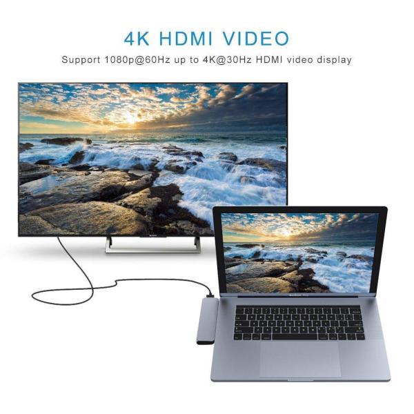 Thunderbolt 3 dual usb-c hub with SD Card reader for 2016 / 2017 / 2018MacBook Pro USB-C adapter