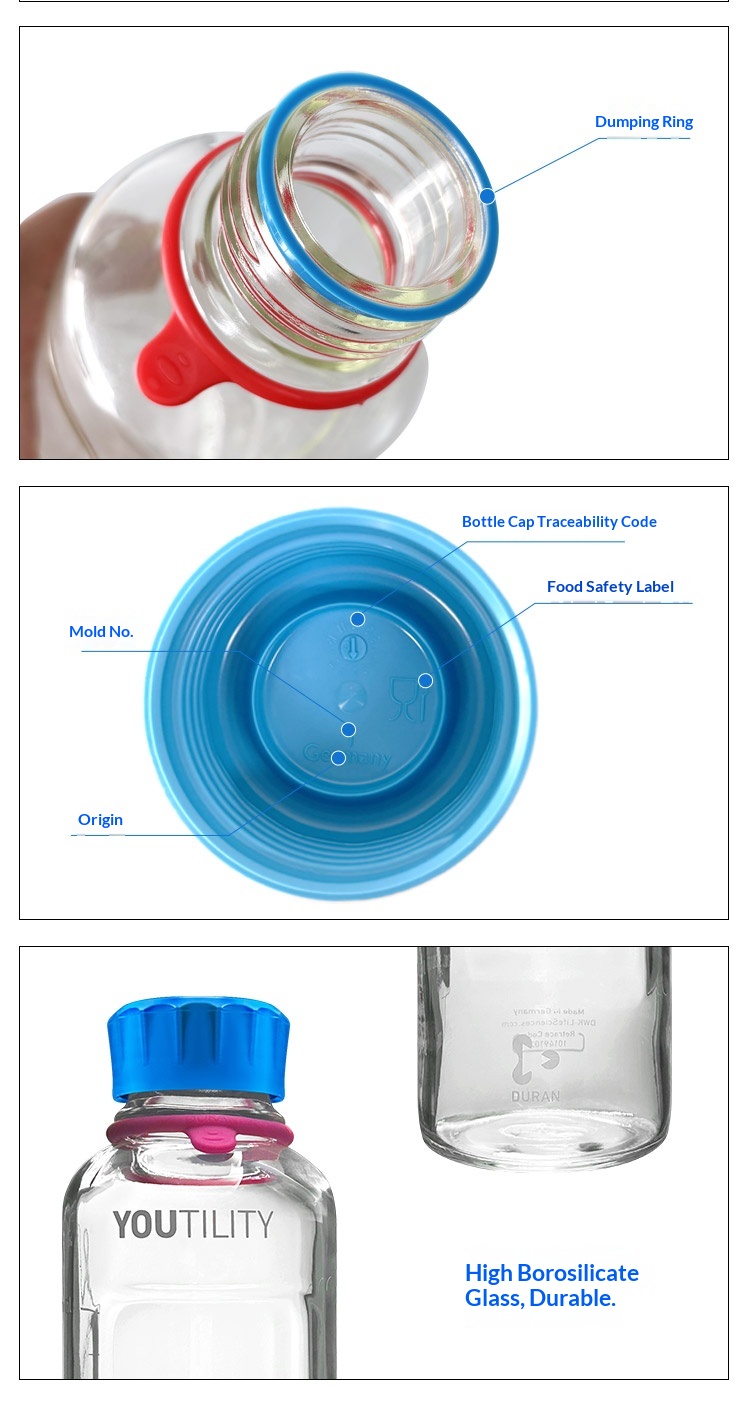 Glass Bottle Blue Cap Reagent Bottle DWK Portable Juice & Coffee Cup