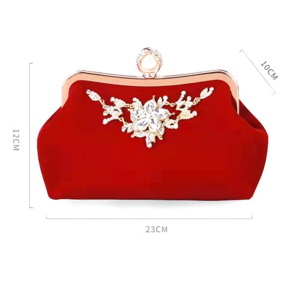 Blue Suede Evening Clutch Handbag Inlaid Crystal Diamond 23cm×12cm×10cm