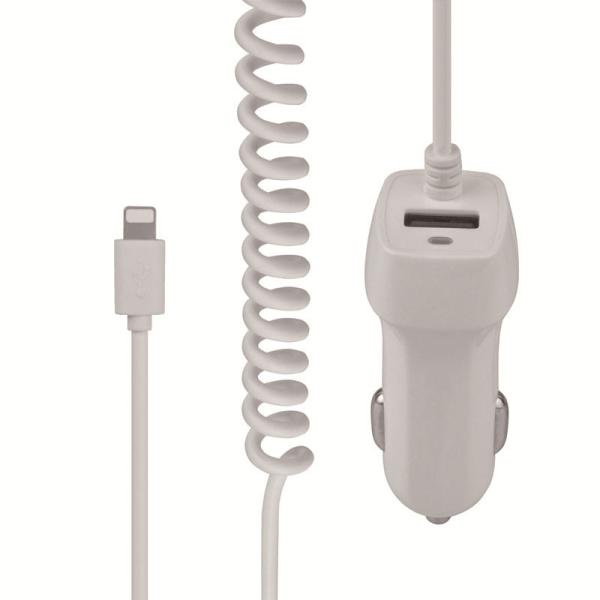 ABS PC Hybrid Car Phone Charger Adapter Elastic Charging Cable With Lighting Port
