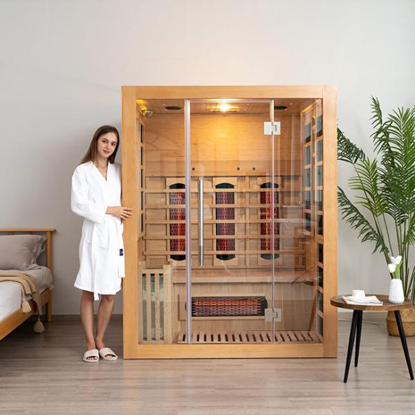 3 Person Bluetooth Compatible Wooden Steam Infrared Sauna For Home