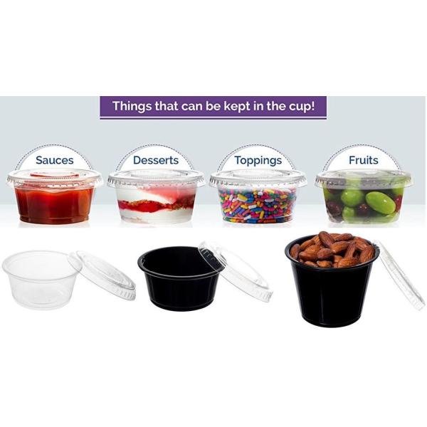 Biodegradable Portion Container Round Disposable PP Plastic Sauce Cup with Lid Taste Cup