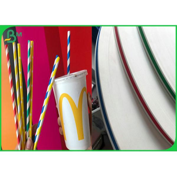 60G 120G 15MM 14MM Slit White Kraft Paper Roll For Colours Striped Paper Straws