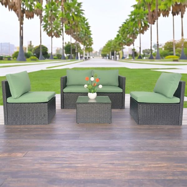Mini Size Cheap Price Metal Frames High Quality Wicker Garden Furniture Set of 5 Sofas
