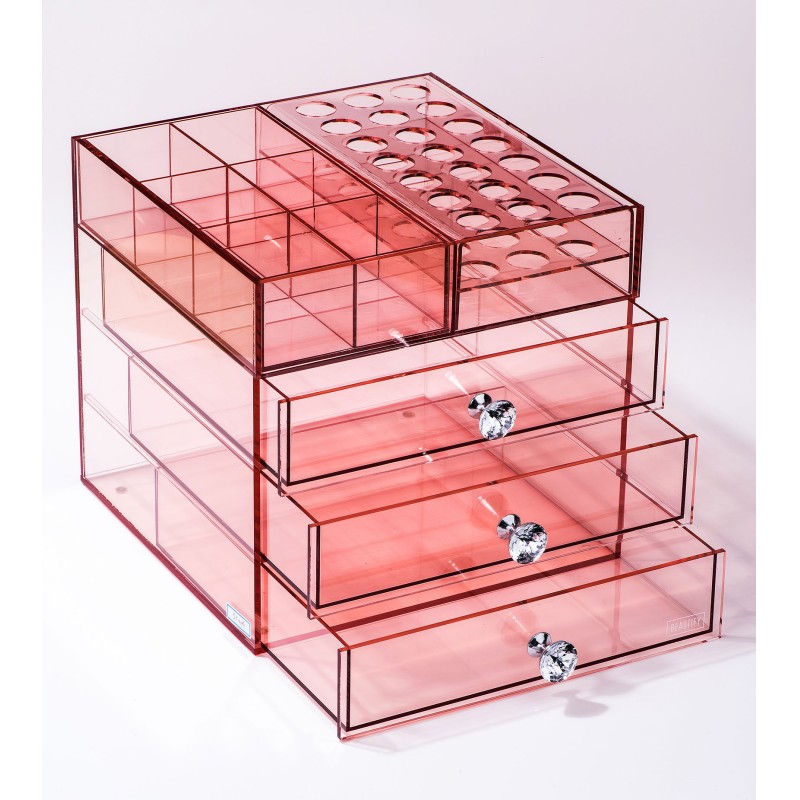 Custom Multifunctional Dresser Lipstick Cosmetics Storage Box Transparent Plastic Injection Acrylic Multi-Layer Drawer Type