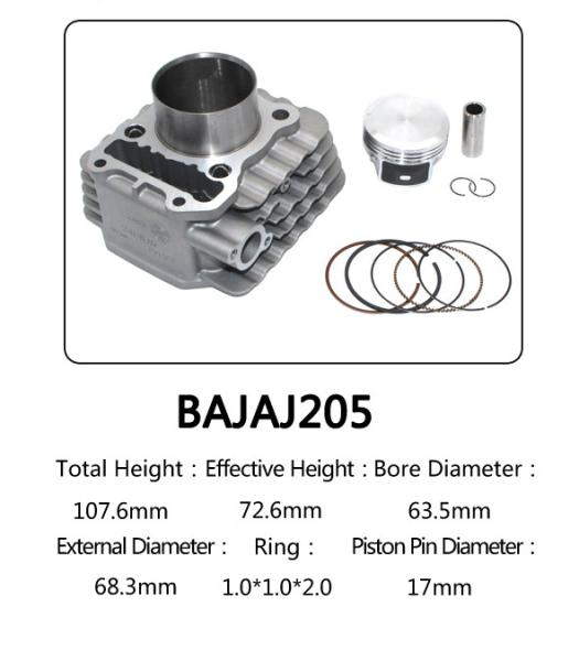 Indian Model Bajaj 205 Motorcycle Cylinder Kit With Piston , Piston Ring