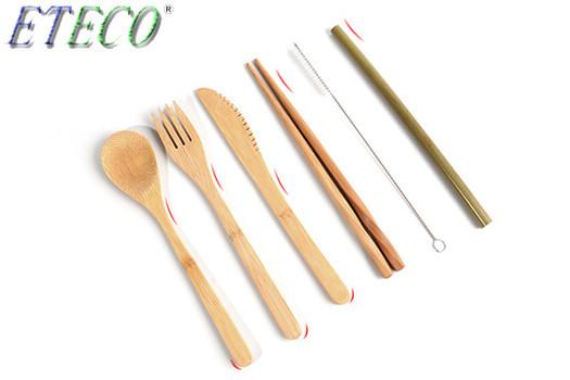 Outdoor portable bamboo tableware set knife fork spoon environmental protection folding tableware