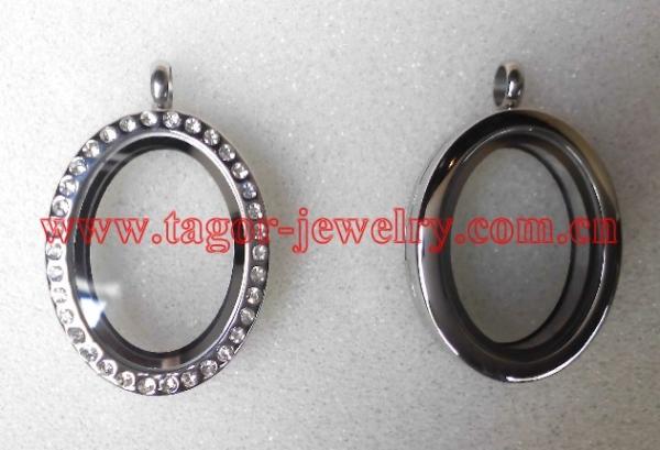 Origami Styles Oval Shaped Magnetic Stainless Steel Lockets,Glass Memory Floating Lockets