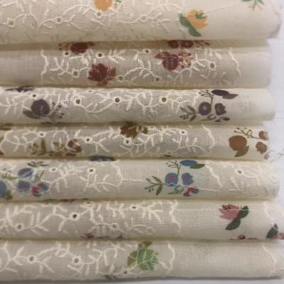Printed Cotton Embroidery Fabric Textile Various Yarn Count Eco Friendly M04-LK011