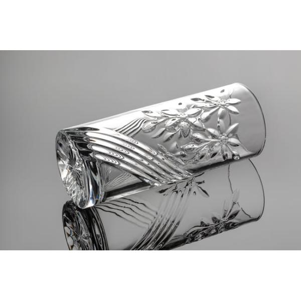 Embossed Clear Shaped Glass Vases 24.8cm Lead Free Crystal Cylinder Vase