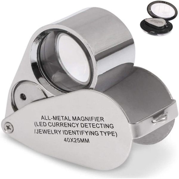 Pocket Folding With LED UV Light 10X Metal Illuminated Jewelry Magnifying Glass
