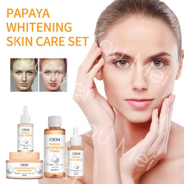 Acné blanqueamiento de la piel del rostro conjunto limpiador tonificante y hidratante con extracto de papaya blanqueamiento
